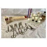Bottles, scissors, tweezers etc