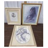 3 Framed Prints - Mother And Child And Boy And