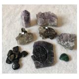 Amethyst clusters, tower, Smokey quarts clusters,