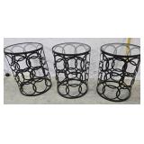 3 Metal And Glass End Tables