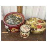 3 Vintage Tins With Sewing Supplies And Buttons
