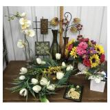 164 Faux floral arrangements, wreath, wall decor