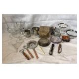 Coasters, ashtrays, table lighter, bottle