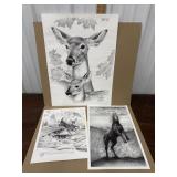 3 BEAUTIFUL Jesse Ray signed animal prints