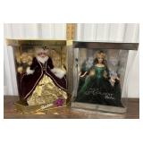 2 Holiday Barbies in packaging