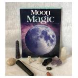 Moon Magic book, crystal towers, chunks, pendulum
