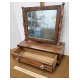 Shaving mirror with dresser box glass knobs