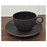 Black Wedgewood cup and saucer - dirty
