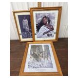 2 Native American Prints and 1 Wolf print