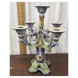 Portuguese art pottery candelabra *has repair