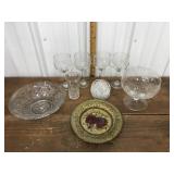 Glasses, bowls, coasters, vase, plate