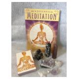 Meditation book, cards, crystals