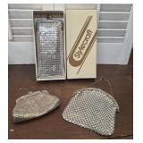 3 silver mesh purses - 1 Whiting & Davis