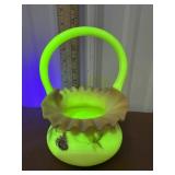 Fenton Burmese decorated basket *glows