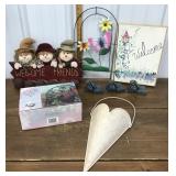 Welcome signs, planters, garden angels etc