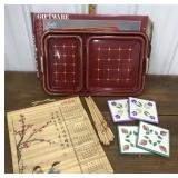 Lacquerware tray set, chop sticks, trivets,