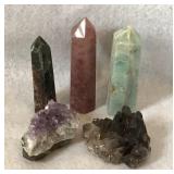 Crystal towers, amethyst & Smokey quartz clusters