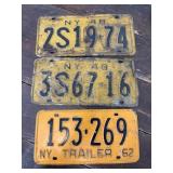 3 NY license plates - 48 and 62