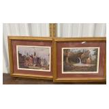 2 framed prints - Church and Water wheel