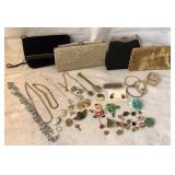 Vintage purses, costume jewelry