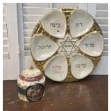 Damaged!! Jewish plate & vienna? Sugar bowl -