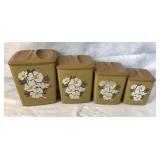 Vintage avocado green floral canister set