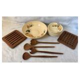 Pasta bowl set, trivets, wooden spoons