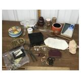 Beaded purses, glasses, jar opener, insulator,
