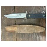 Utica Sportsman knife and leather worked sheath