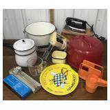Enamelware, mixer, iron, cake holder, napkin