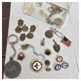 Misc little pins, Esso gas tiger keychain, red