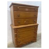 Rock maple chest on chest with ship 37x18x53