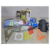 Sand paper, knee pads, steel wool