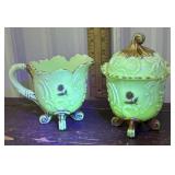 Northwood custard glass cream and sugar bowl