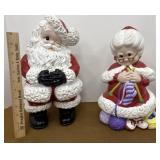 Vintage ceramic Mr and Mrs Clause. Flirty winking