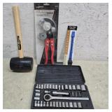 Tube bender, hammer, socket set