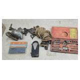 Block and tackle, vise, tap and die set