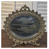 19th Century Brass Stand Up Beveled Mirror-