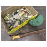 Fishing bait box, fillet knife and lures
