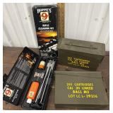 Hoppeï¿½s gun cleaning kit and 2 ammo cartridges