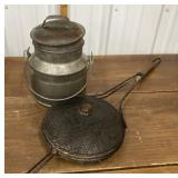 Vintage Popcorn popper, and cream can