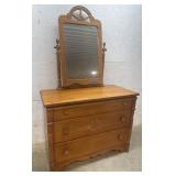 Rock maple 3 drawer dresser with mirror with ship