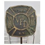 Bronze Davenport volunteer fire department plaque