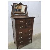 Oak bonnet chest with mirror 33"19"48"