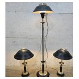 3pc metal toleware Lamp Set