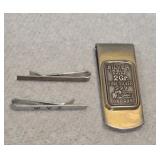 .999 Fine Silver Bar On $ Clip & 2 Sterling