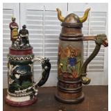 2  Huge Vintage Ceramic Beer Steins 1968 & 71
