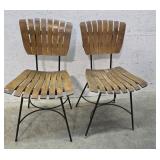 Mid century iron and wood chairs