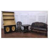 4pcs Pennsylvania Dutch doll furniture - old and