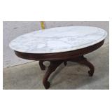 Walnut Victorian marble top coffee table